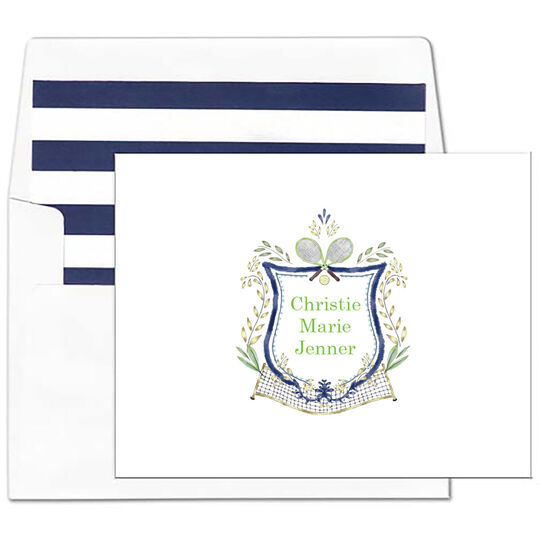 Tennis Crest Foldover Note Cards